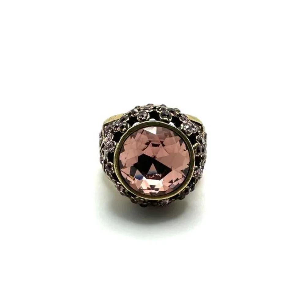 Heidi Daus "Premiere Attraction" Multicrystal Goldtone Cocktail Ring Size 5 - Picture 2 of 4